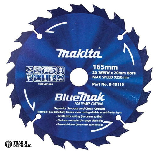 Makita B-15110 Bluemak Saw Blade 165mm 20T
