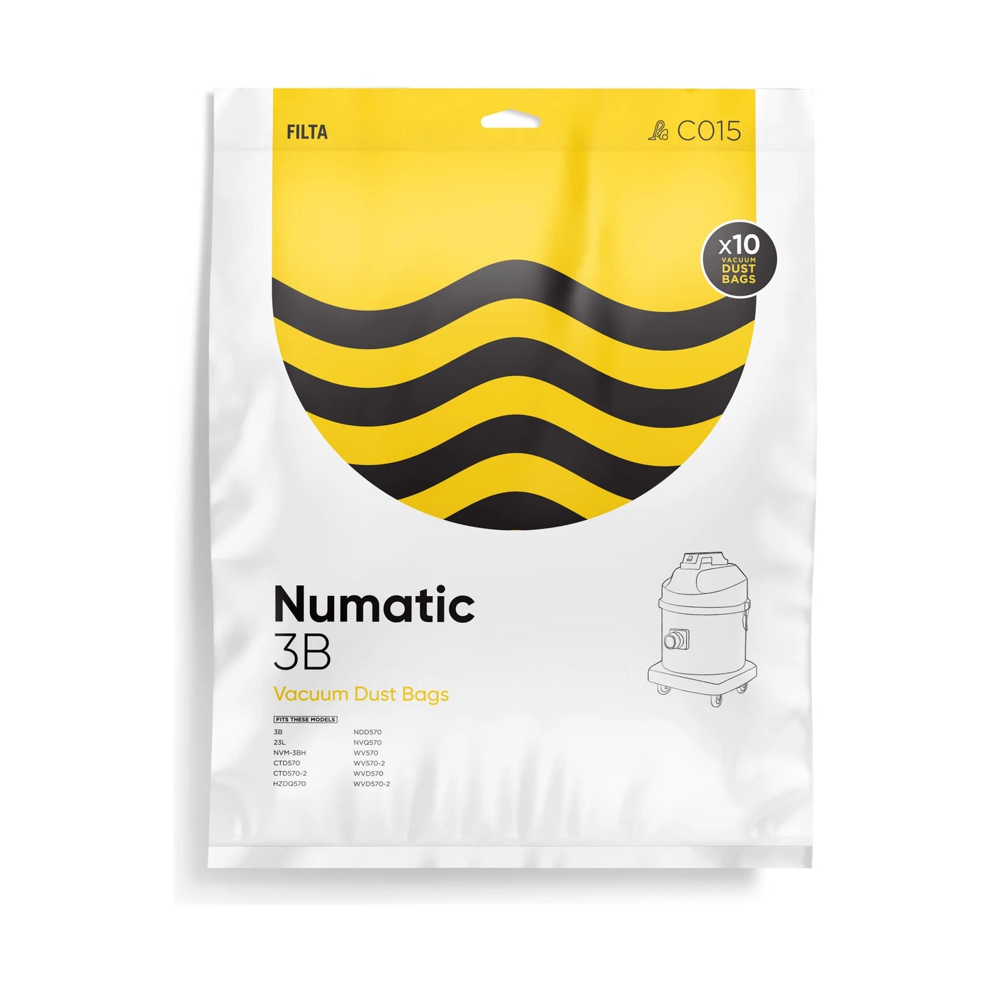 Numatic 3B SMS/Layered Vac bags 10Pk (C015)
